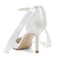 Women's Silk Satin With Lace-up Ankle Strap Pearl Closed Toe Stiletto Heel Wedding Shoes