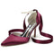 Women's Silk Satin With Lace-up Ankle Strap Pearl Closed Toe Stiletto Heel Wedding Shoes