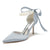 Women's Silk Satin With Pearl Closed Toe Ankle Strap Lace-up Stiletto Heel Wedding Shoes