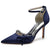 Women's Ankle Strap Silk Satin With Bowknot Rhinestone Closed Toe Stiletto Heel Evening Shoes