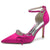 Women's Ankle Strap Silk Satin With Bowknot Rhinestone Closed Toe Stiletto Heel Evening Shoes