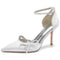 Women's Ankle Strap Silk Satin With Bowknot Rhinestone Closed Toe Stiletto Heel Evening Shoes