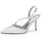 Women's nkle Strap Silk Satin Rhinestone Closed Toe Stiletto Heel Evening Shoes