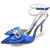 Women's Silk Satin Ankle Strap Closed Toe Bowknot Stiletto Heel Wedding Shoes