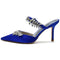 Women's Silk Satin With Ankle Strap Rhinestone Tassel Closed Toe Stiletto Heel Wedding Shoes