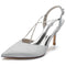 Women's Silk Satin With Ankle Strap Rhinestone Stiletto Heel Closed Toe Wedding Shoes