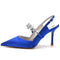 Women's Stiletto Heel Silk Satin With Ankle Strap Rhinestone Closed Toe Party Shoes