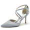 Women's Silk Satin Closed Toe Ankle Strap Stiletto Heel Wedding Shoes