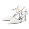 Women's Lace Silk Satin With Ankle Strap Closed Toe Stiletto Heel Evening Shoes