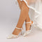 Women's Lace Silk Satin With Ankle Strap Closed Toe Stiletto Heel Evening Shoes