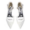 Women's Lace Silk Satin With Lace Ankle Strap Closed Toe Stiletto Heel Evening Shoes