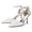 Women's Lace Silk Satin With Lace Ankle Strap Closed Toe Stiletto Heel Evening Shoes