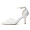 Women's Lace Silk Satin With Lace Ankle Strap Closed Toe Stiletto Heel Evening Shoes