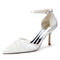 Women's Lace Silk Satin With Lace Ankle Strap Closed Toe Stiletto Heel Evening Shoes