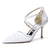 Women's Lace Silk Satin With Closed Toe Ankle Strap Stiletto Heel Evening Shoes