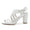 Women's Silk Satin With Ankle Strap Lace Peep Toe Chunky Heel Party Shoes
