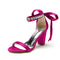 Women's Silk Satin With Ankle Strap Lace-up Rhinestone Peep Toe Chunky Heel Evening Shoes