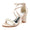 Women's Silk Satin With Ankle Strap Pearl Rhinestone Peep Toe Chunky Heel Wedding Shoes