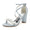 Women's Silk Satin With Ankle Strap Pearl Rhinestone Peep Toe Chunky Heel Wedding Shoes