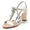 Women's Silk Satin With Ankle Strap Peep Toe Rhinestone Chunky Heel Wedding Shoes