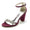 Women's Silk Satin With Ankle Strap Chunky Heel Rhinestone Peep Toe Wedding Shoes
