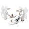 Women's Silk Satin With Peep Toe Ankle Strap Chunky Heel Evening Shoes With Bowknot