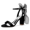 Women's Silk Satin With Peep Toe Ankle Strap Chunky Heel Evening Shoes With Bowknot