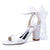 Women's Silk Satin With Peep Toe Ankle Strap Chunky Heel Evening Shoes With Bowknot