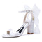 Women's Silk Satin With Peep Toe Ankle Strap Chunky Heel Evening Shoes With Bowknot