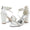Women's Silk Satin With Ankle Strap Peep Toe Chunky Heel Rhinestone Party Shoes