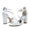 Women's Ankle Strap Flower Peep Toe Silk Satin With Chunky Heel Party Shoes