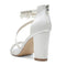 Women's Silk Satin With Ankle Strap Pearl Rhinestone Tassel Peep Toe Chunky Heel Party Shoes