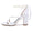 Women's Silk Satin With Ankle Strap Lace-up Pearl Peep Toe Chunky Heel Wedding Shoes
