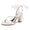 Women's Silk Satin With Ankle Strap Lace-up Pearl Peep Toe Chunky Heel Wedding Shoes