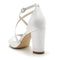 Women's Silk Satin Chunky Heel With Peep Toe Ankle Strap Wedding Shoes