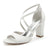 Women's Silk Satin Chunky Heel With Peep Toe Ankle Strap Wedding Shoes