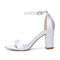 Women's Silk Satin With Peep Toe Ankle Strap Chunky Heel Evening Shoes