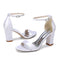 Women's Silk Satin With Peep Toe Ankle Strap Chunky Heel Evening Shoes