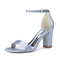 Women's Silk Satin With Peep Toe Ankle Strap Chunky Heel Evening Shoes