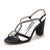 Women's Silk Satin Rhinestone With Ankle Strap Peep Toe Chunky Heel Party Shoes