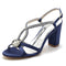 Women's Silk Satin Rhinestone With Ankle Strap Peep Toe Chunky Heel Party Shoes