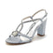 Women's Silk Satin Rhinestone With Ankle Strap Peep Toe Chunky Heel Party Shoes