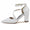 Women's Silk Satin With Ankle Strap Pearl Tassel Closed Toe Chunky Heel Party Shoes