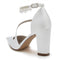 Women's Silk Satin With Ankle Strap Pearl Tassel Closed Toe Chunky Heel Party Shoes