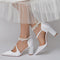 Women's Silk Satin With Ankle Strap Pearl Tassel Closed Toe Chunky Heel Party Shoes