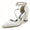 Women's Silk Satin With Ankle Strap Pearl Tassel Closed Toe Chunky Heel Party Shoes