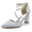 Women's Silk Satin With Ankle Strap Tassel Closed Toe Chunky Heel Wedding Shoes