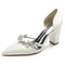 Women's Silk Satin With Rhinestone Closed Toe Chunky Heel Evening Shoes