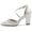 Women's Silk Satin With Ankle Strap Pearl Rhinestone Closed Toe Chunky Heel Wedding Shoes
