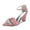 Women's Silk Satin Ankle Strap Rhinestone Closed Toe Chunky Heel Party Shoes